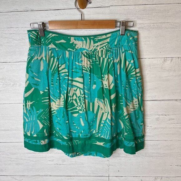 Ann Taylor Loft Skirt Womens SZ 4 Tropical Foliage A Line Palm Print Mini Aloha - Picture 6 of 16
